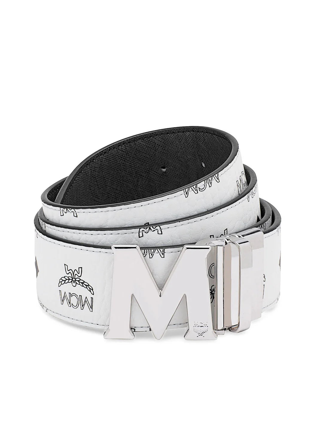 MCM Belt – White and Silver Irreversible: Double the Style, Double the Confidence